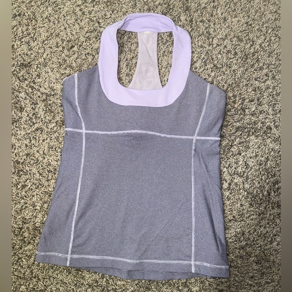 Lululemon Scoop Neck Tank Lilac Heathered Wide Strap size 10 - Picture 4 of 7